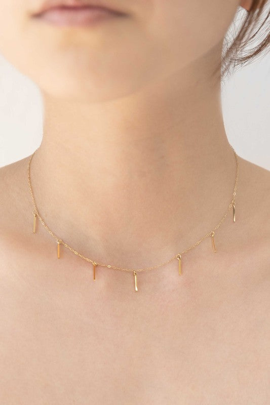 Bar Tassel Drop Necklace Gold