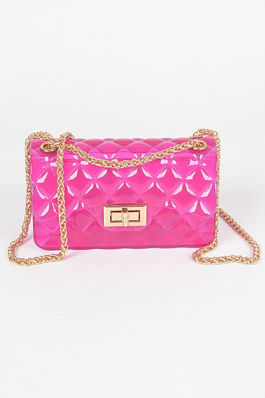 Twist Lock Color Jelly Shoulder Bag