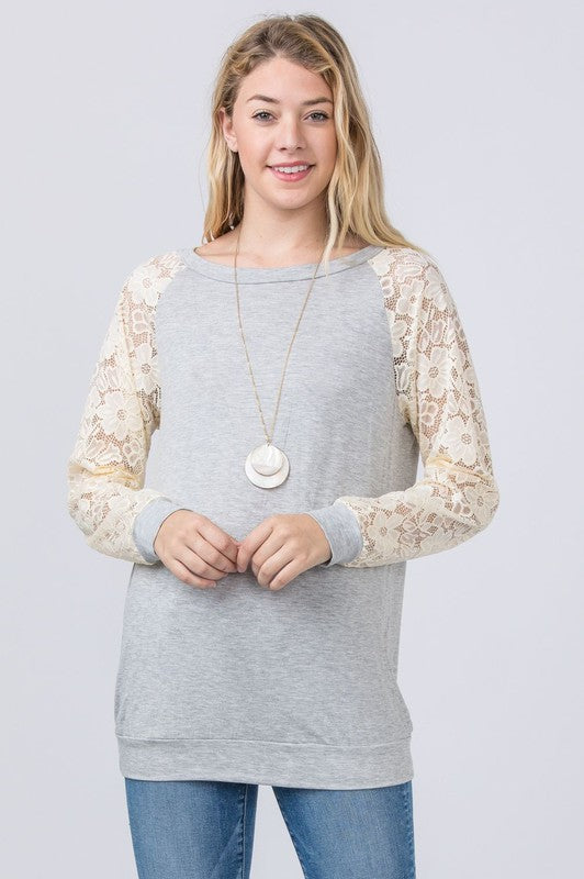 Lace Sleeve Raglan Tunic