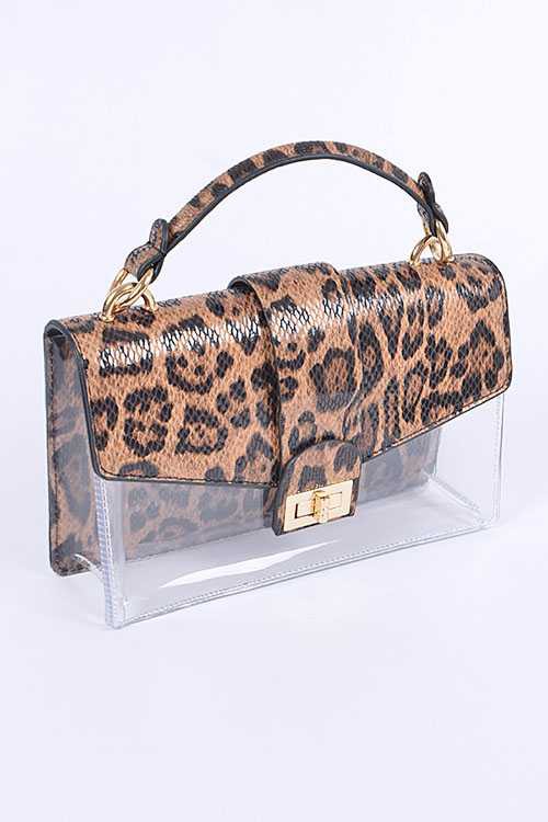 2 In 1 Leopard Printed Clear Bag