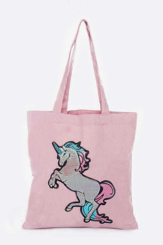 Sequins Unicorn Linen Tote