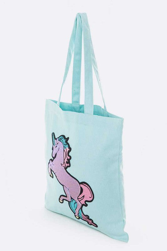 Sequins Unicorn Linen Tote