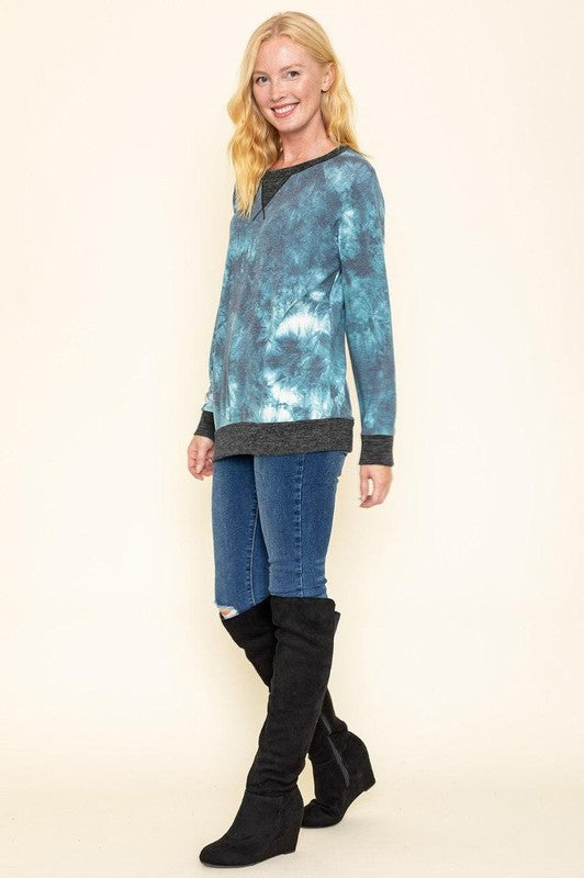 Tie Dye Raglan Two Tone Tunic