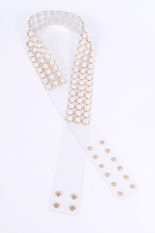 PLUS SIZE Pearl Studs Clear PVC Belt