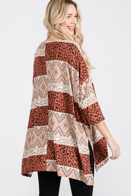 TRIBAL PRINT OVERSIZE TOP