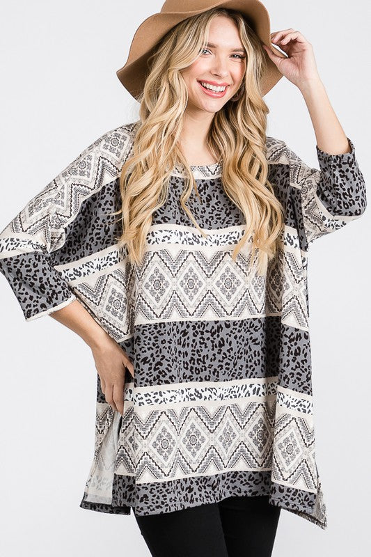 TRIBAL PRINT OVERSIZE TOP