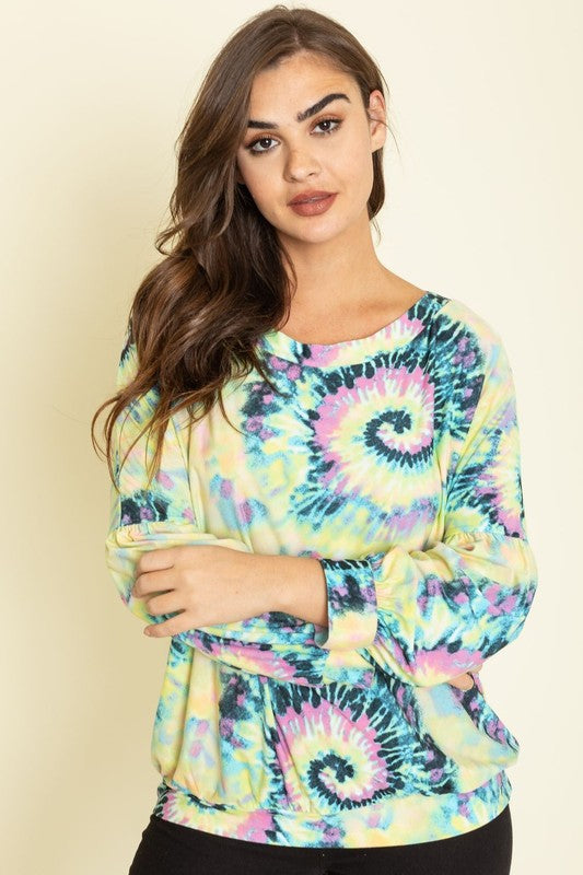 Boat Neck Swirl Tie Dye Tunic