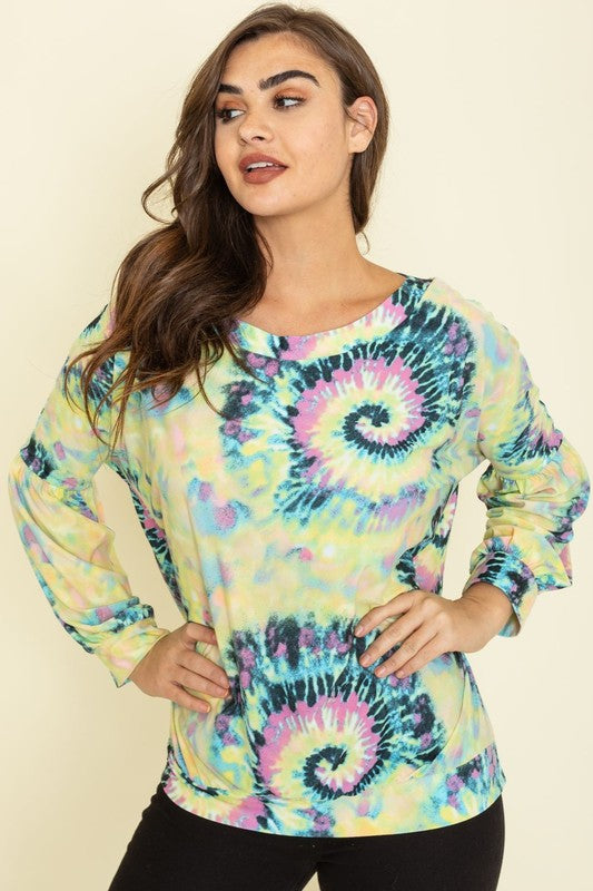 Boat Neck Swirl Tie Dye Tunic