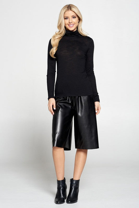 Extra Soft Slub Jersey Spandex Turtleneck Top