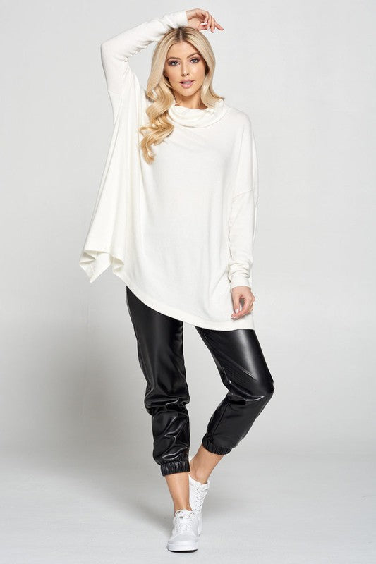 Ivory Long Sleeve Open Back Pullover Top