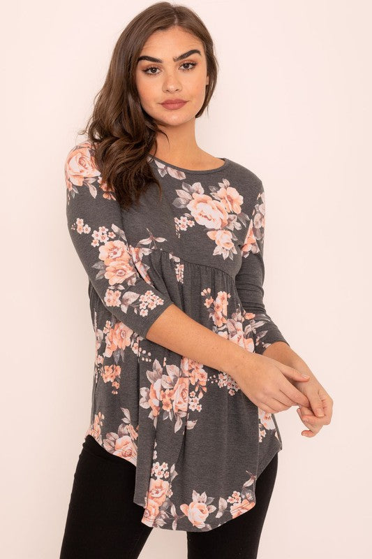 Floral Curved Hem Tunic