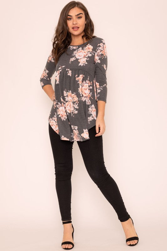 Floral Curved Hem Tunic