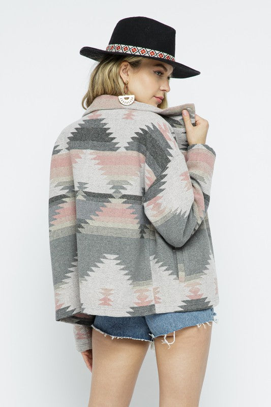 SOFT COMFY LIGHT WEIGHT AZTEC PATTERN JACKET