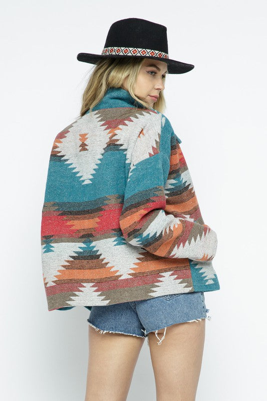 SOFT COMFY LIGHT WEIGHT AZTEC PATTERN JACKET