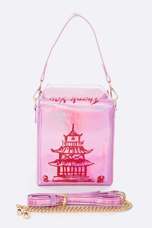 Holographic Iconic Chinese Take Out Box Clutch