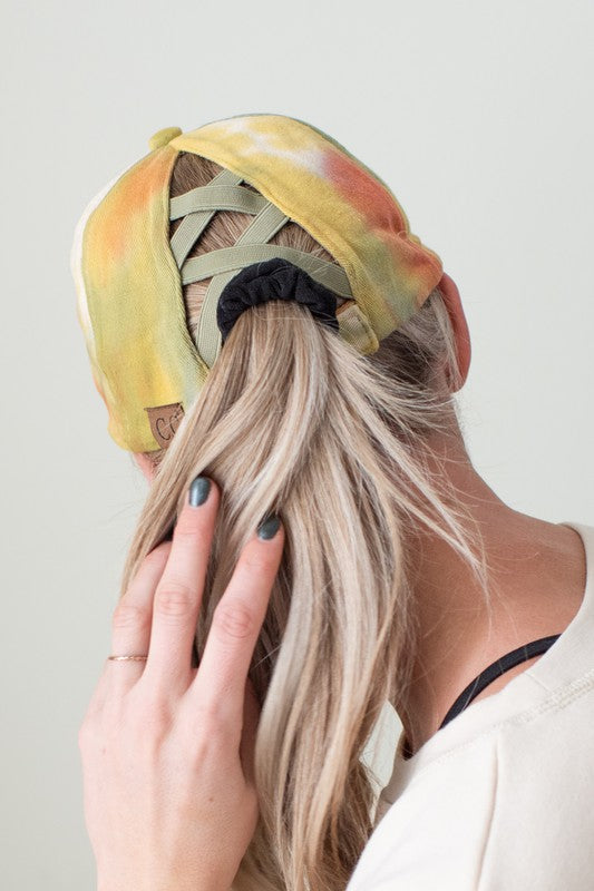 CC Tie-Dye Pony Cap  Criss-Cross Elastic