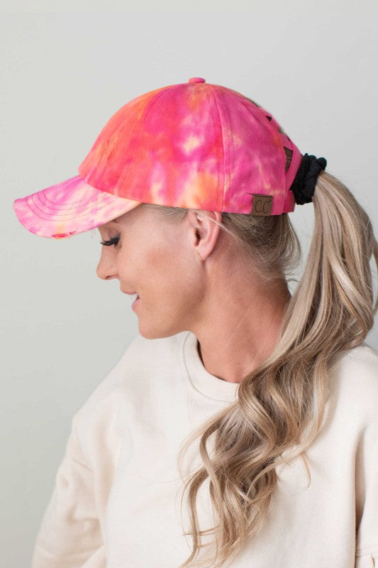 CC Tie-Dye Pony Cap  Criss-Cross Elastic