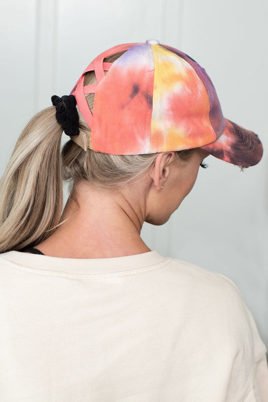 CC Tie-Dye Pony Cap  Criss-Cross Elastic