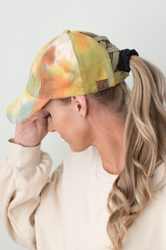 CC Tie-Dye Pony Cap  Criss-Cross Elastic