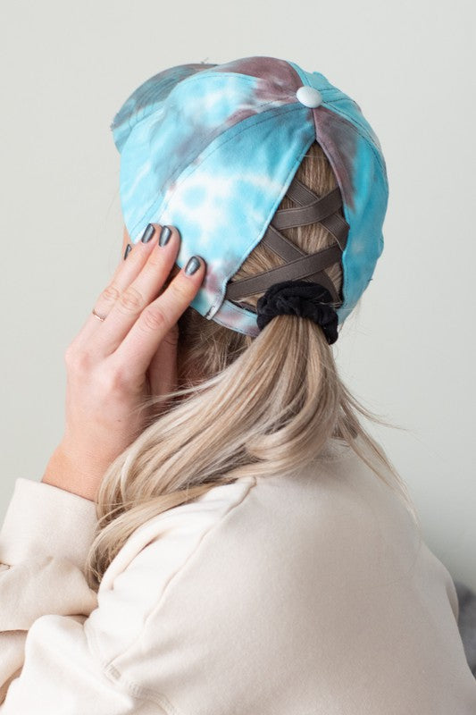 CC Tie-Dye Pony Cap  Criss-Cross Elastic