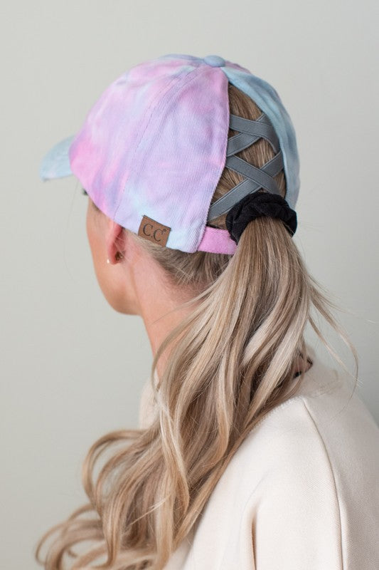 CC Tie-Dye Pony Cap  Criss-Cross Elastic