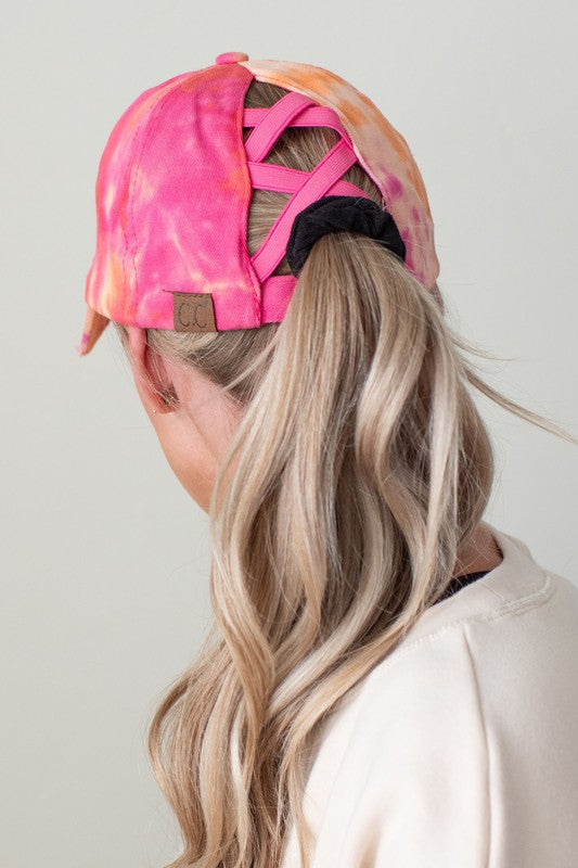 CC Tie-Dye Pony Cap  Criss-Cross Elastic