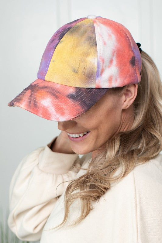 CC Tie-Dye Pony Cap  Criss-Cross Elastic