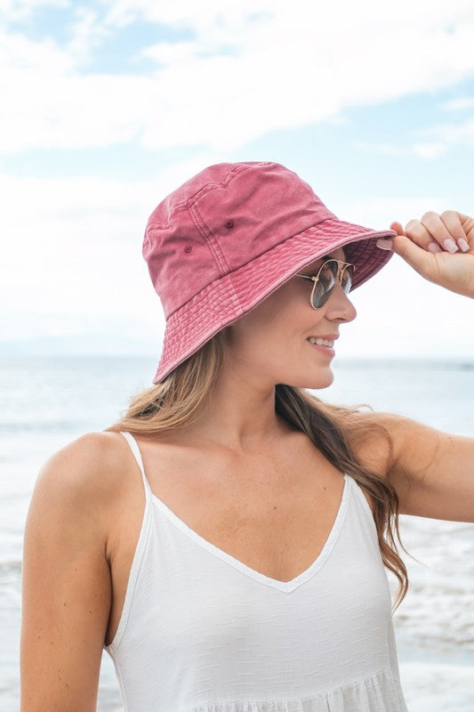 Solid Distressed Bucket Hat