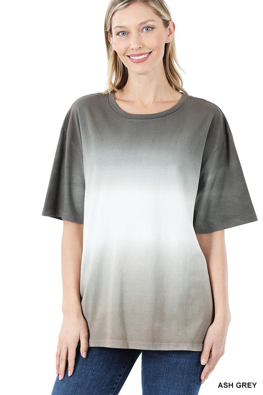 Dip Dye Short Sleeve Round Neck Top