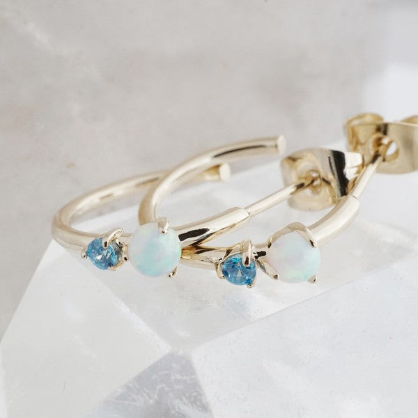 Sky and Sea Crystal Hoops