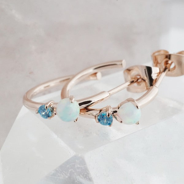 Sky and Sea Crystal Hoops