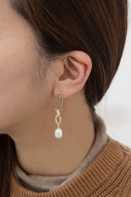 Secured Pearl Drop Earrings