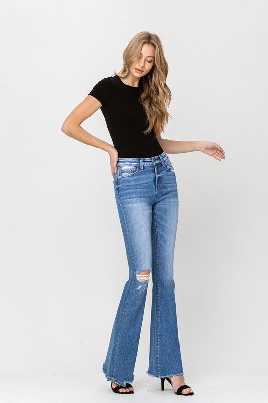 High Rise Flare W/Flare Detail Jeans