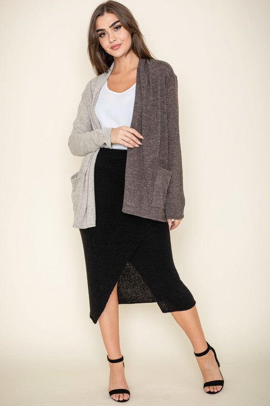 Two Tone Knit Cardigan