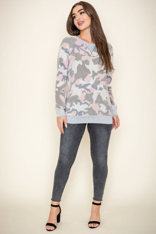 Plus Camo Crew Neck Tunic