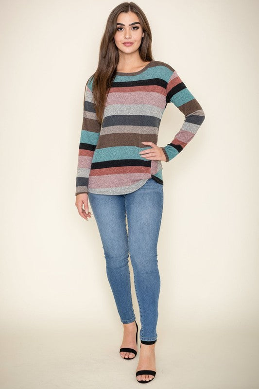 Plus Stripe Front Twist Tunic Top