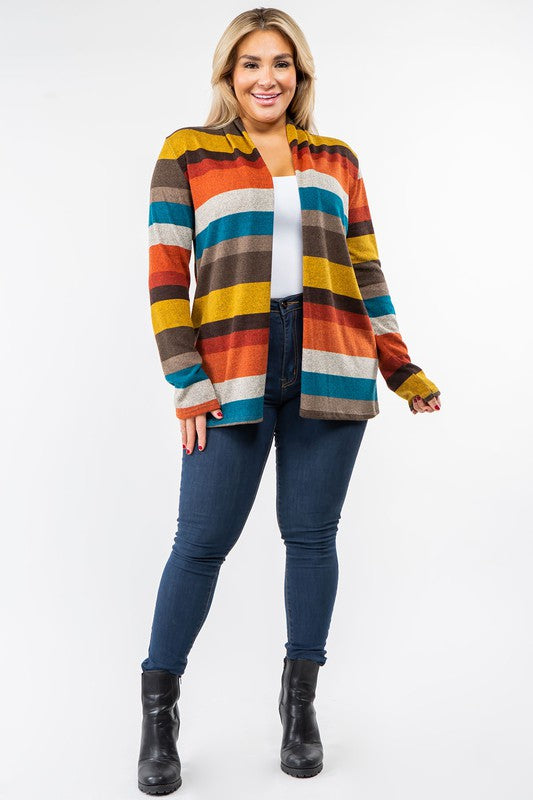 Stripe Elbow Patch Cardigan