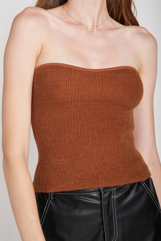 FUZZY SWATER TUBE TOP