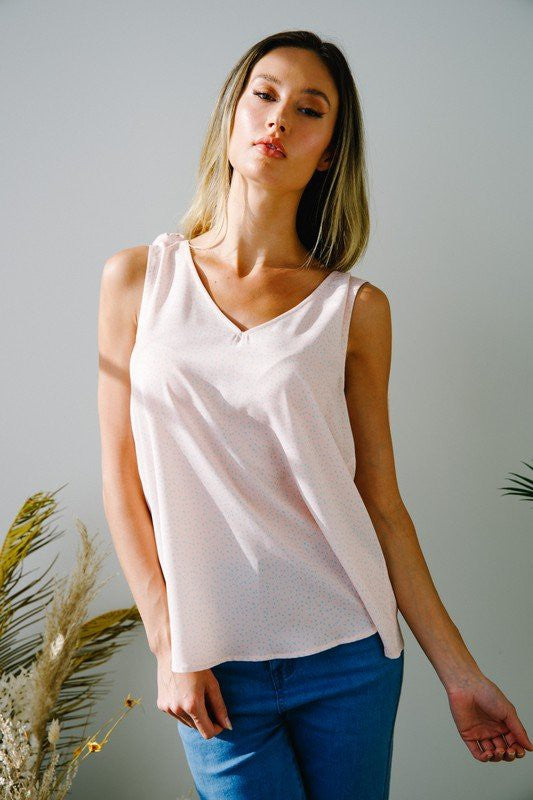 Solid V-Neck Sleeveless Top