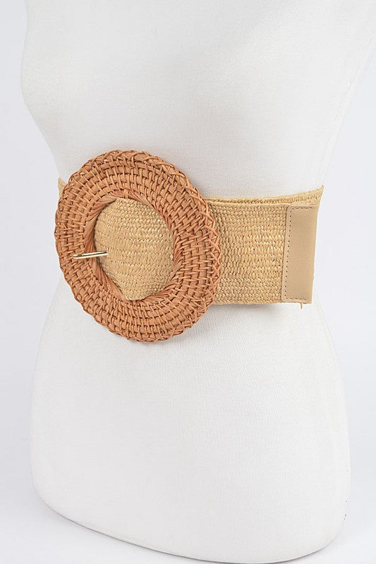 Oversize Bamboo Buckle Elastic Belt