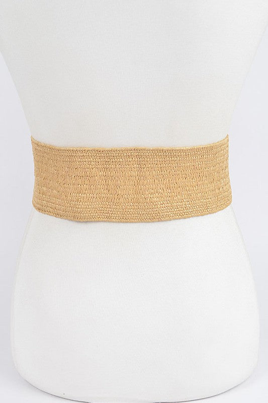 Oversize Bamboo Buckle Elastic Belt