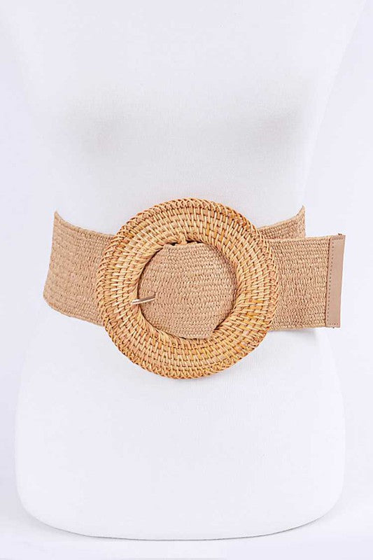 Oversize Bamboo Buckle Elastic Belt