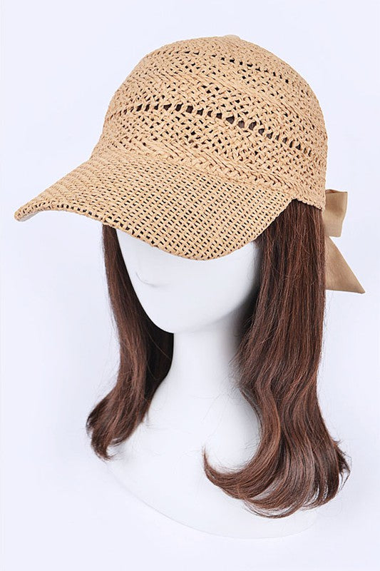 Summer Straw Ribbon Cap