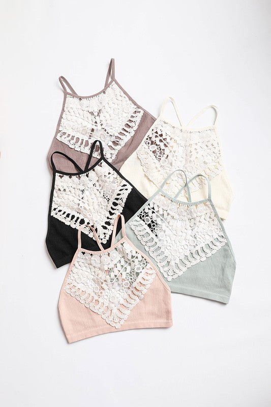 Crochet Lace High Neck Bralette