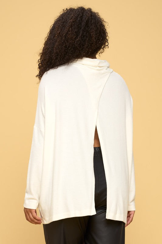 vory Long Sleeve Open Back Pullover Top