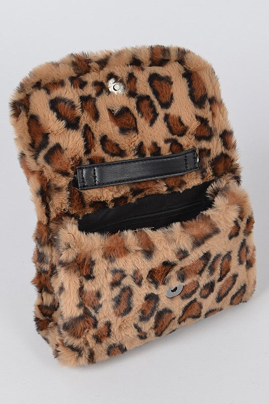 Leopard Print Top Handle Crossbody Bag