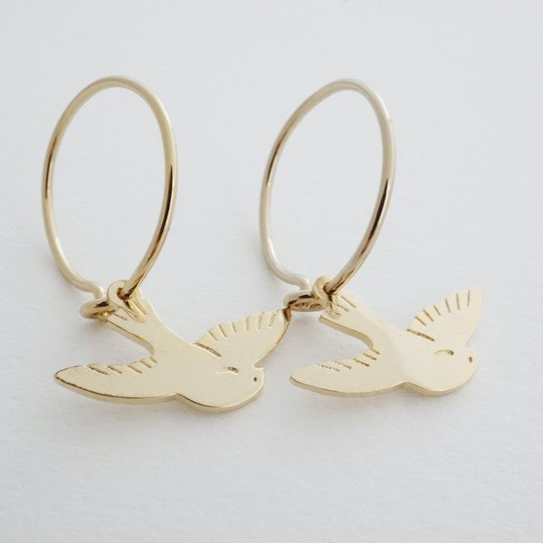 Magic Charm Dove Hoops
