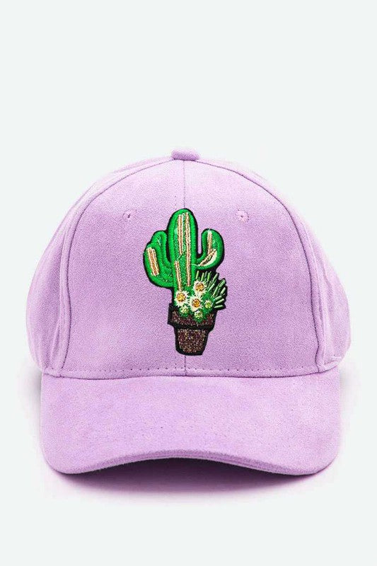 Beaded Cactus Suede Cap