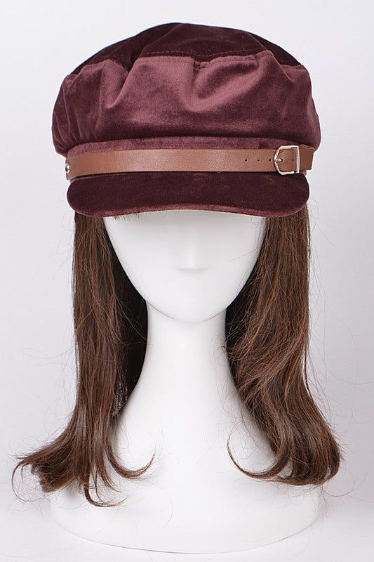 Velour Newsboy Hat