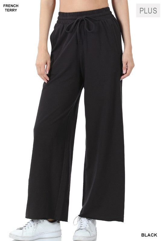 Plus French Terry Drawstring Waist Pants